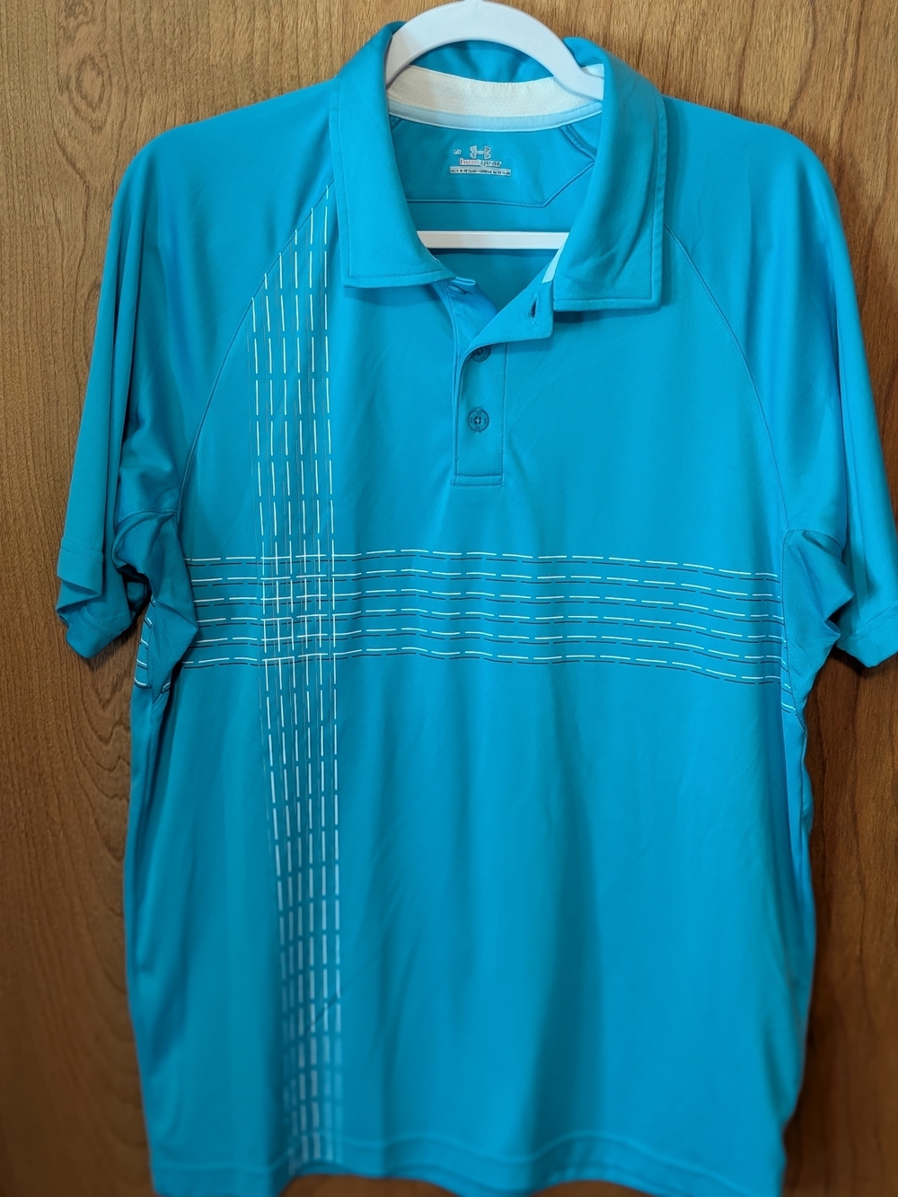 Under Armour Men's Bright Teal Polo with White Stitch Accents